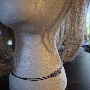 Delicate Black Double-Strand Choker with Pave Crystal Bar